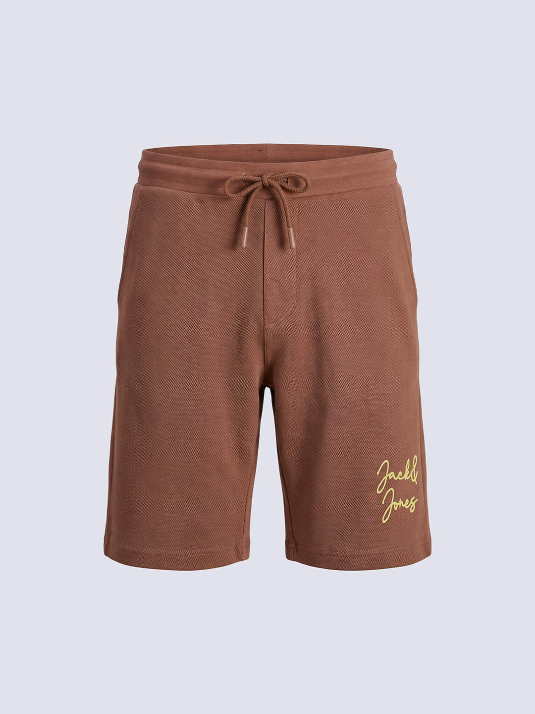 Boys Cappuccino Brown Cotton Graphic Knit Shorts