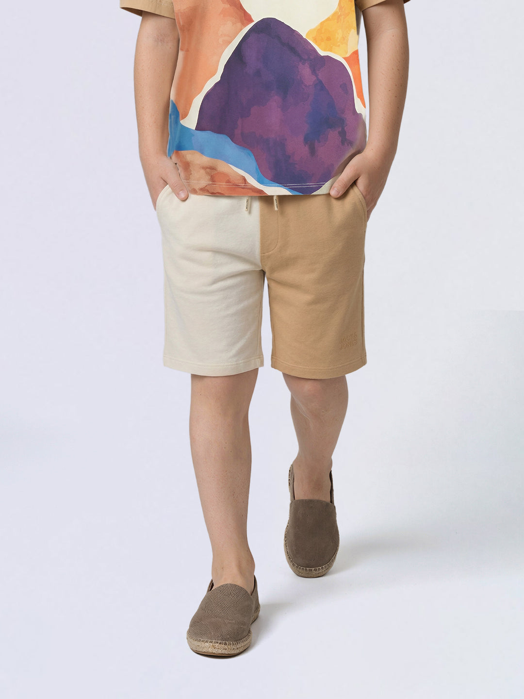 Boys Brown Colourblocked Cotton Casual Shorts