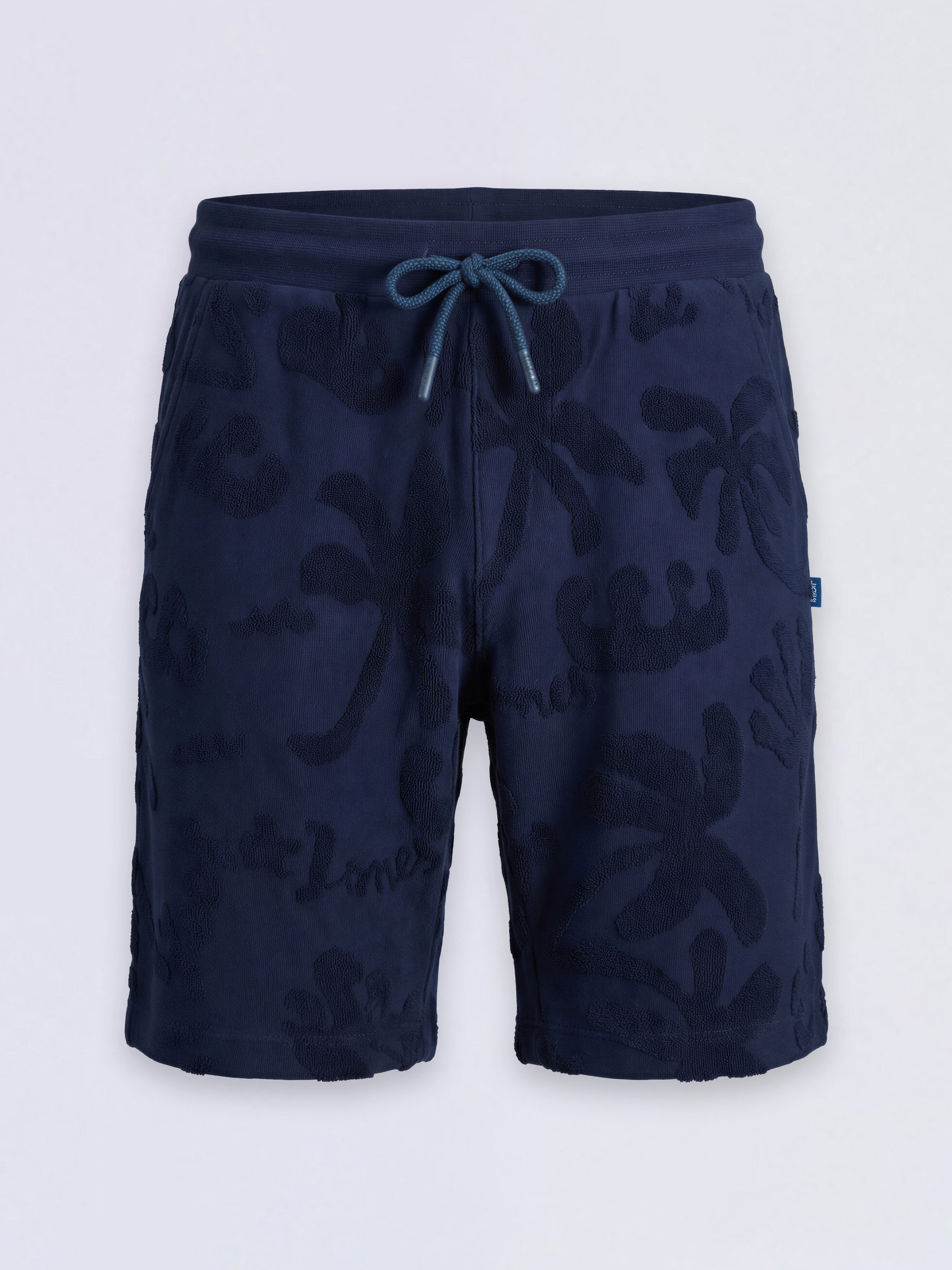 Boys Dark Blue Tropical Print Cotton Casual Shorts