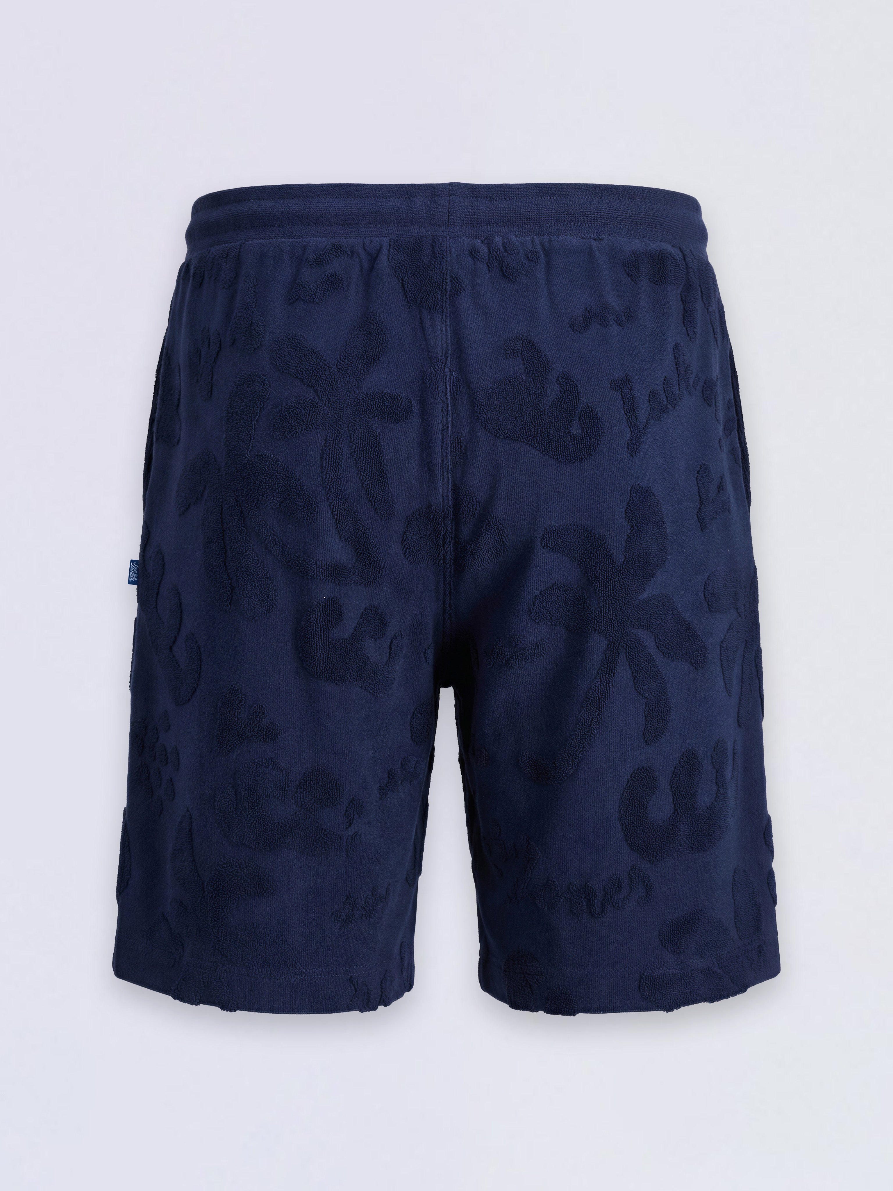 Boys Dark Blue Tropical Print Cotton Casual Shorts