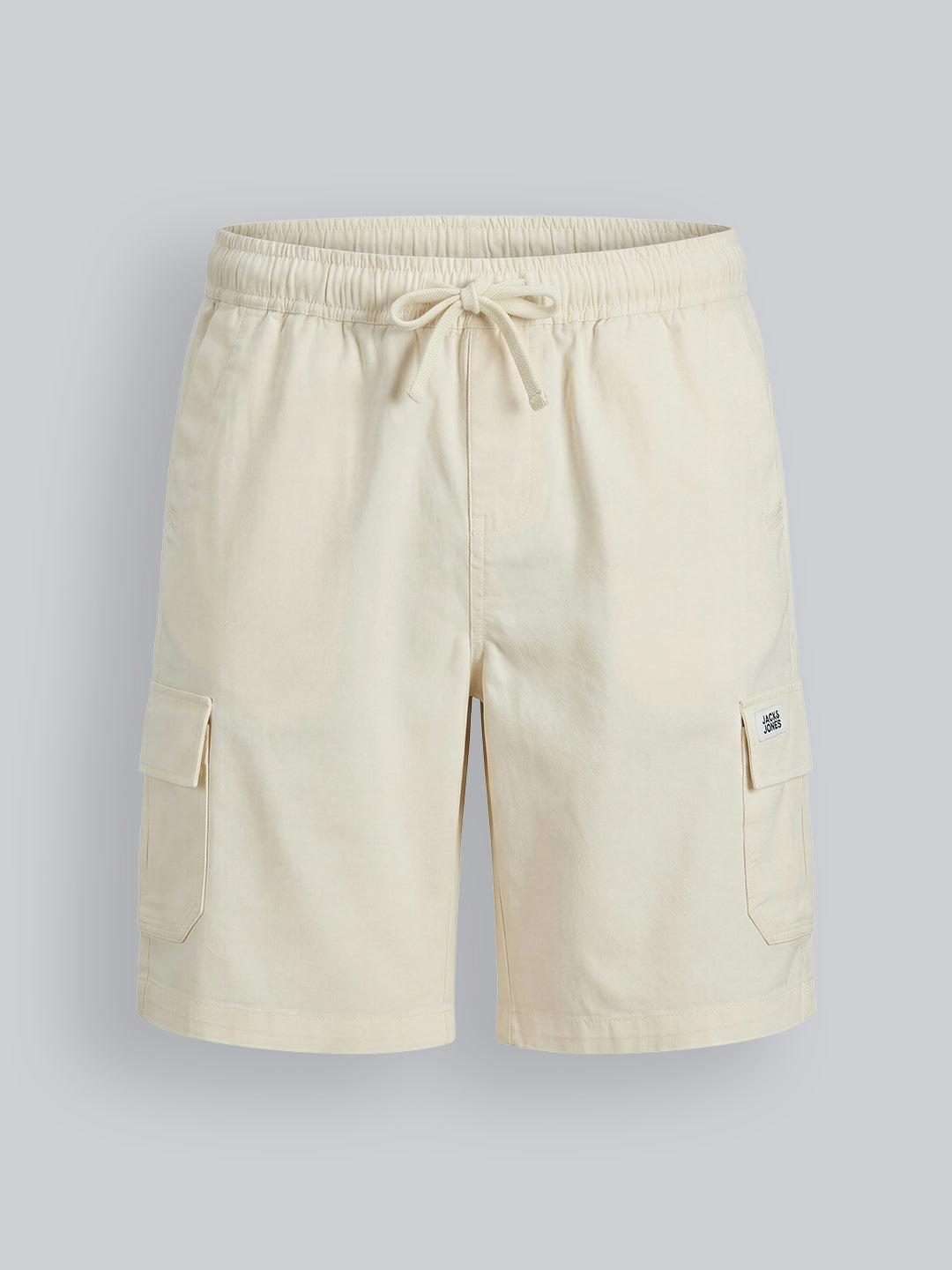 Boys Off White Cotton Cargo Shorts with 4 Pockets