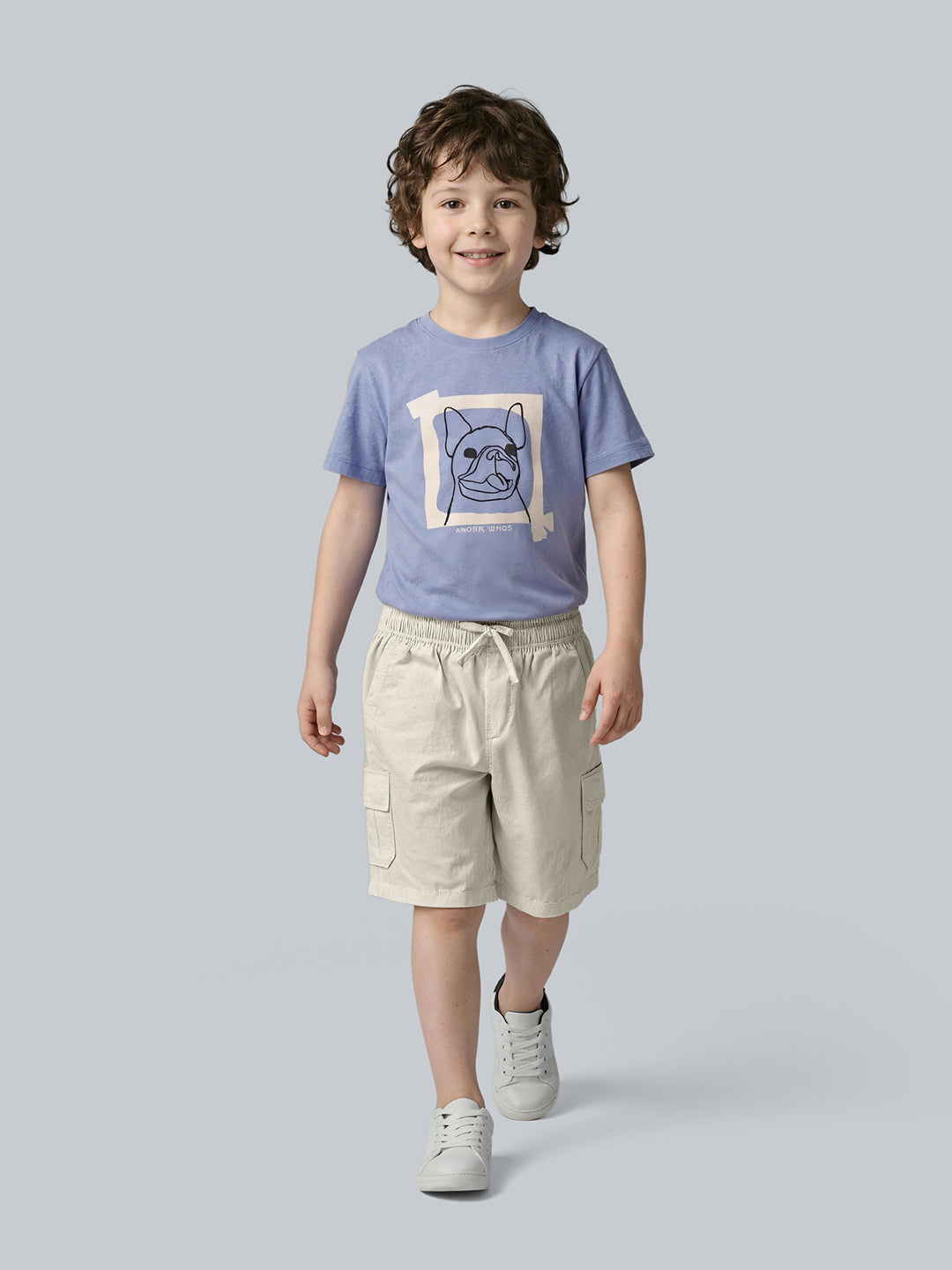 Boys Off White Cotton Cargo Shorts with 4 Pockets