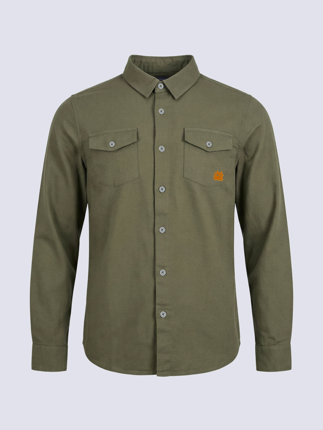 Boys Olive Green Linen Blend Regular Fit Casual Shirt