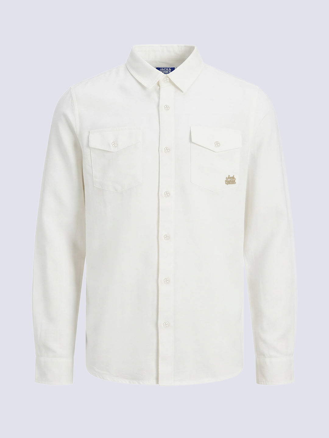 Boys Off White Linen Blend Regular Fit Casual Shirt