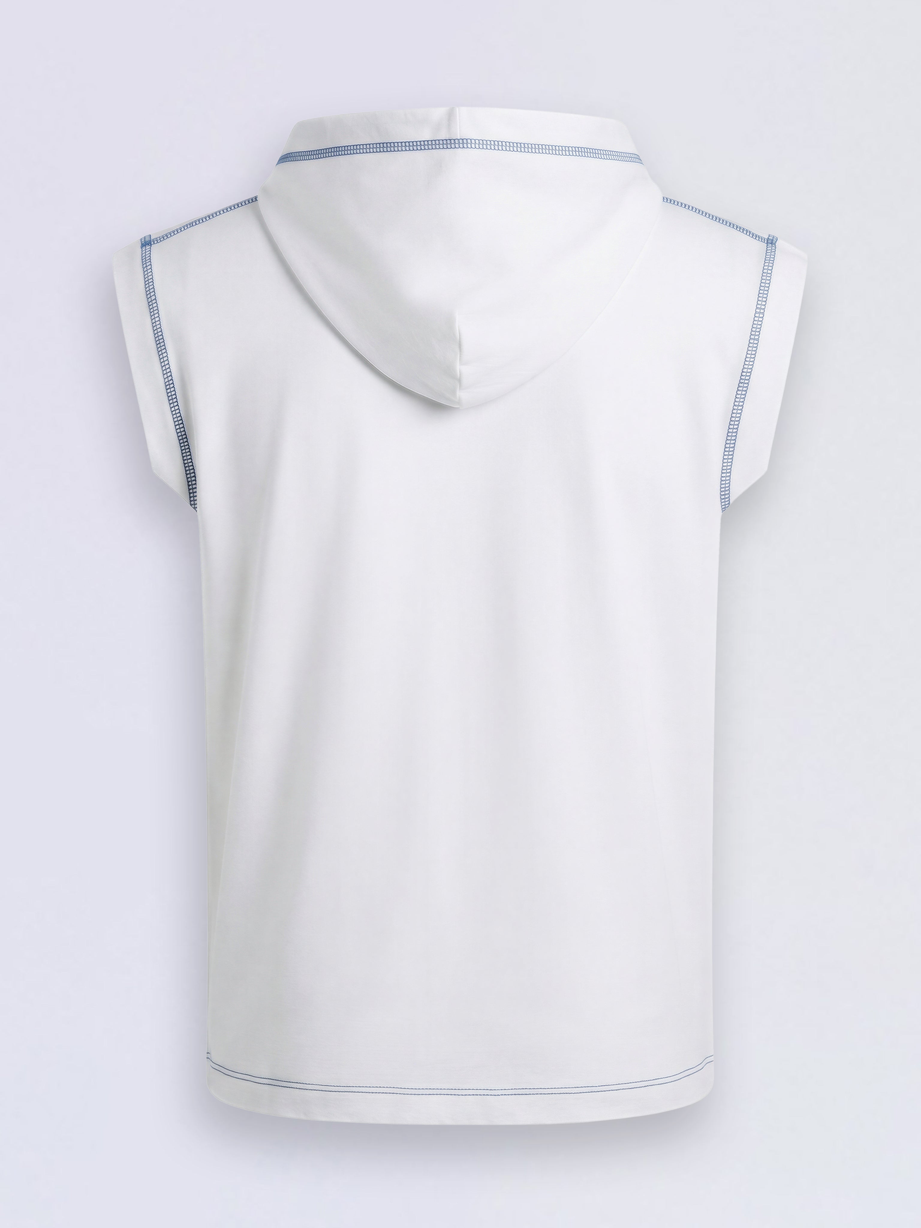Boys White Printed Sleeveless Cotton T-Shirt