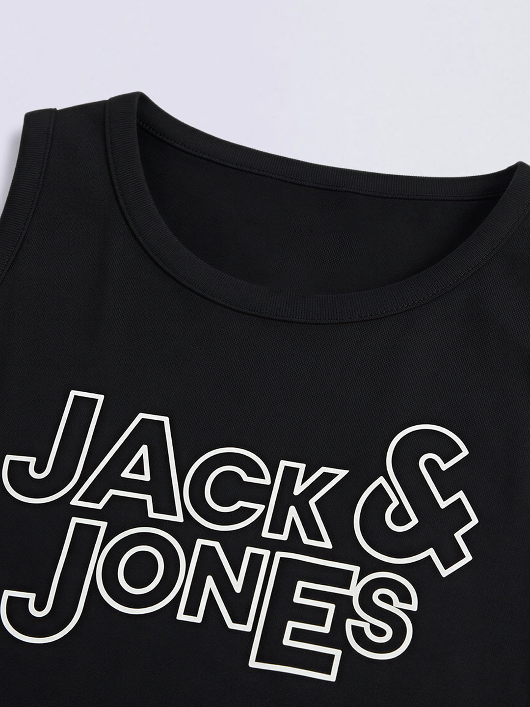 Boys Black Logo Print Sleeveless Cotton T-Shirt