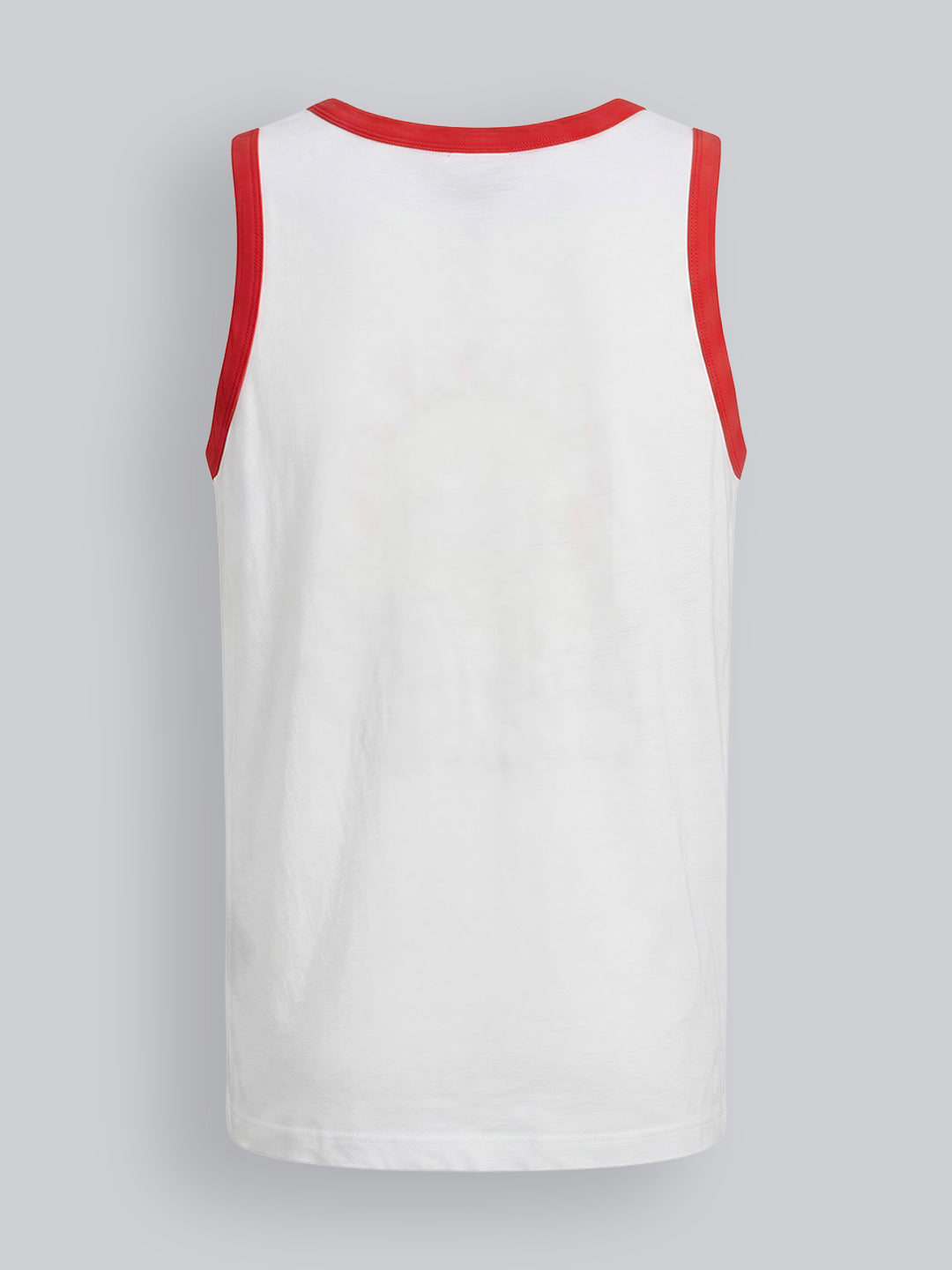 Boys White Racing Graphic Cotton Sleeveless Tank Top