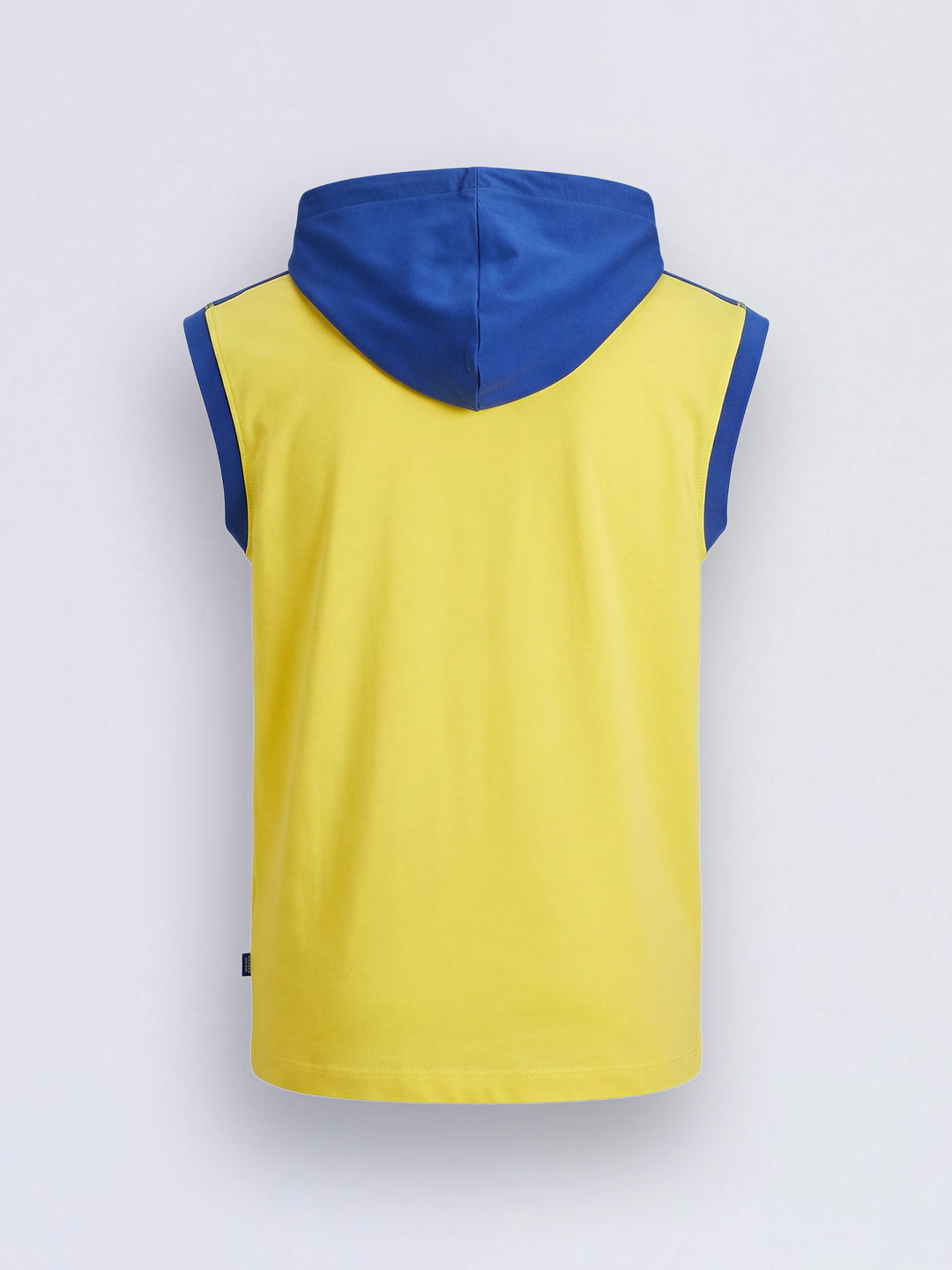 Boys Yellow Colourblocked Hooded Cotton Sleeveless T-Shirt