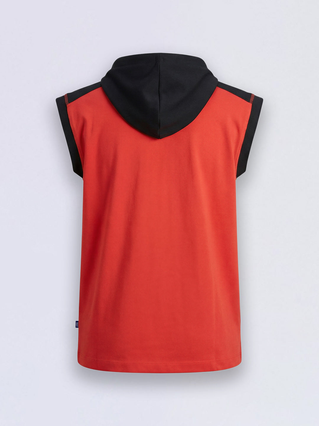 Boys Orange Printed Hooded Cotton Sleeveless T-Shirt