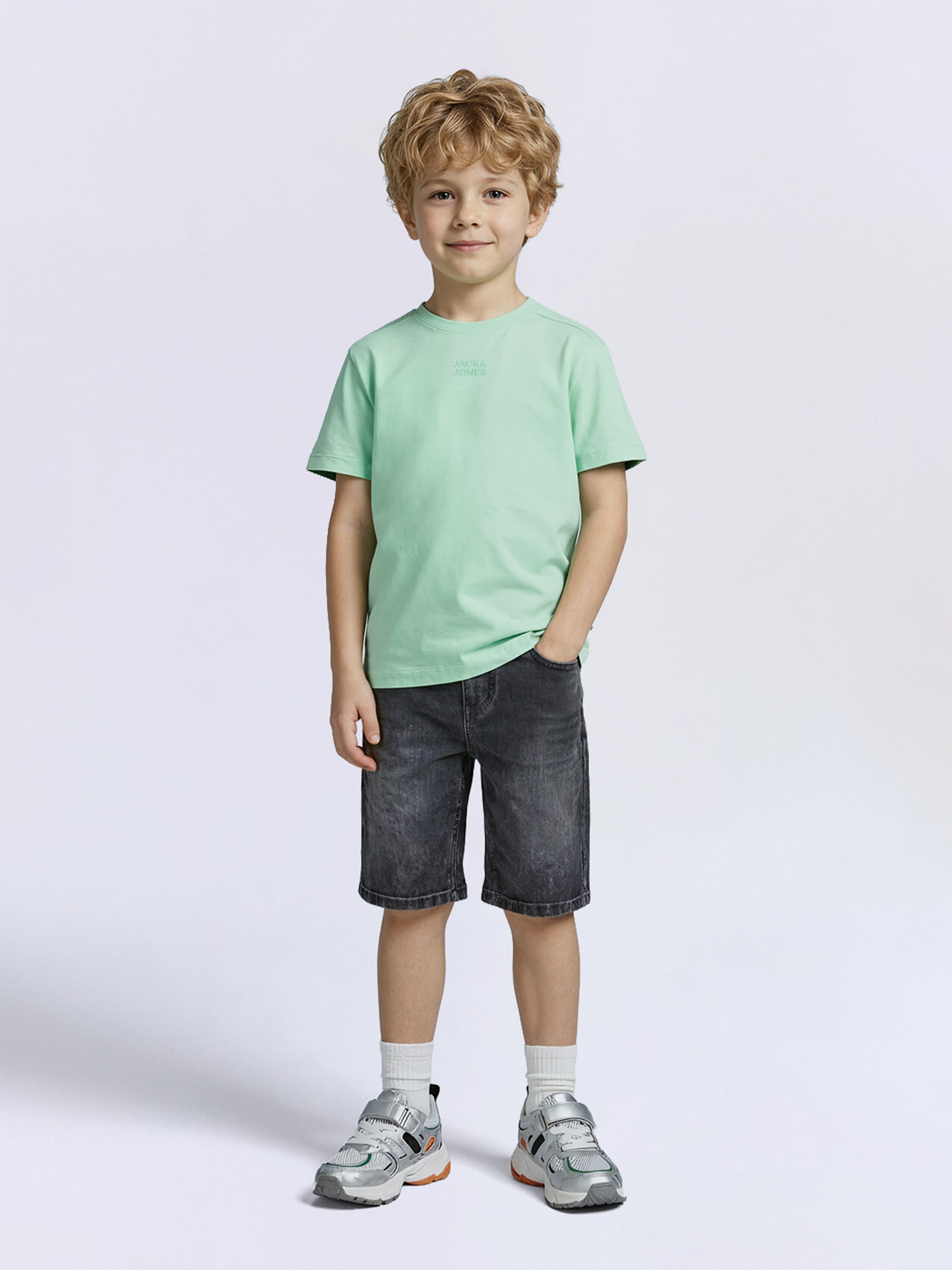 Boys Green Oversized Crew Neck Casual T-Shirt