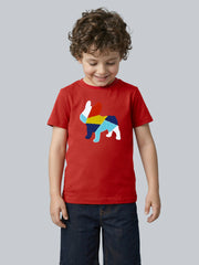 Boys Red Textured Cotton Embroidered Crew Neck T-Shirt