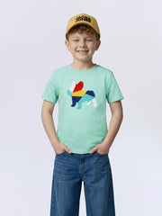 Boys Beveled Glass Mint Green Dog Graphic Cotton T-Shirt
