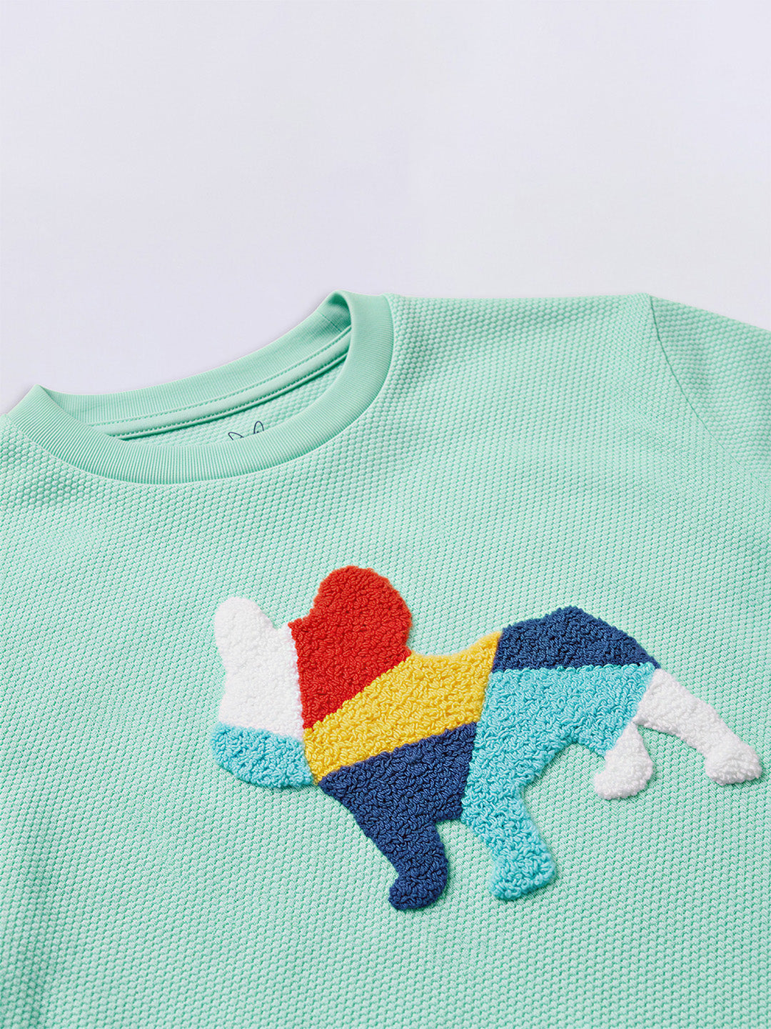 Boys Beveled Glass Mint Green Dog Graphic Cotton T-Shirt