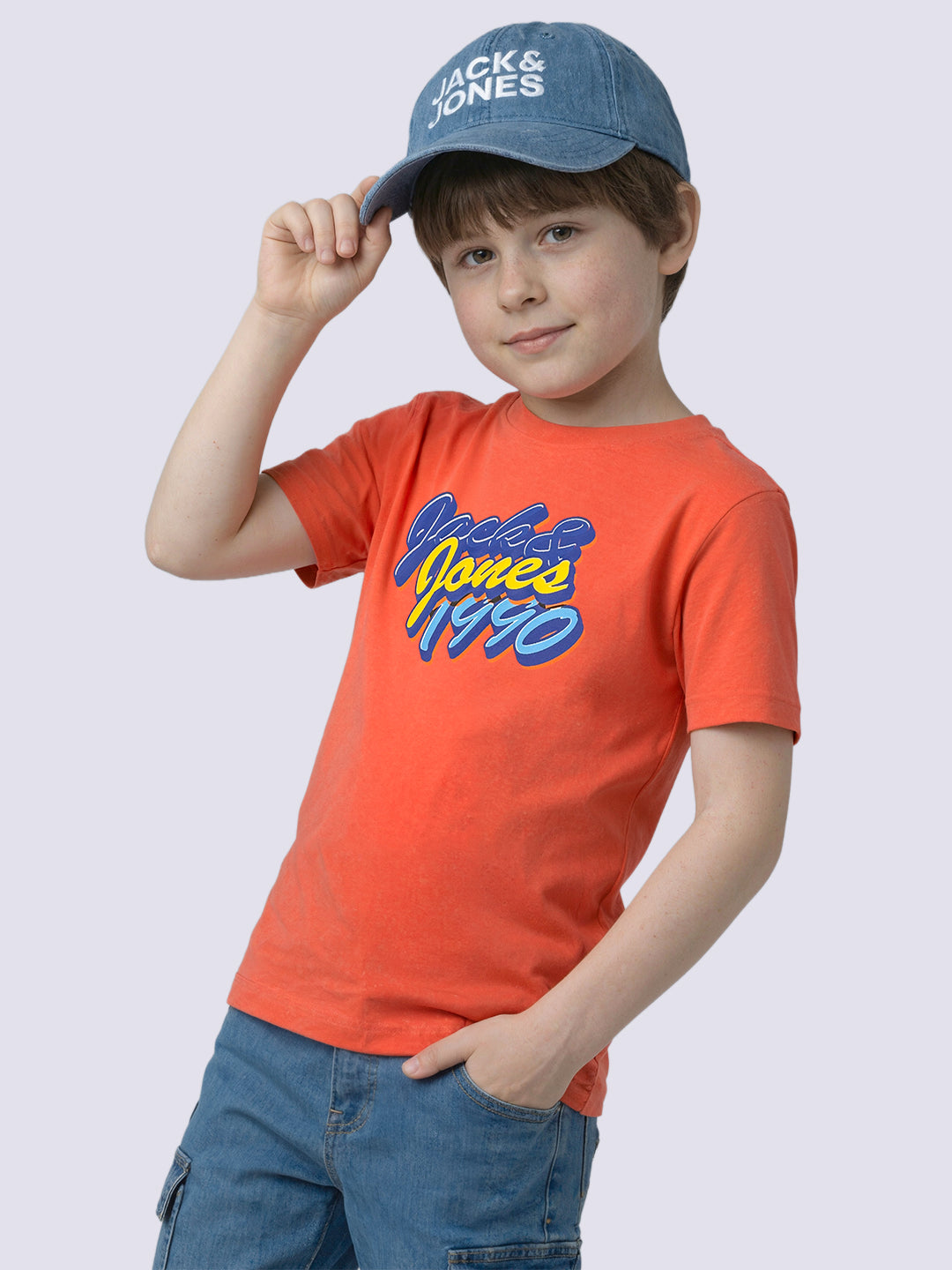 Boys Red Graphic Print Cotton Crew Neck T-Shirt