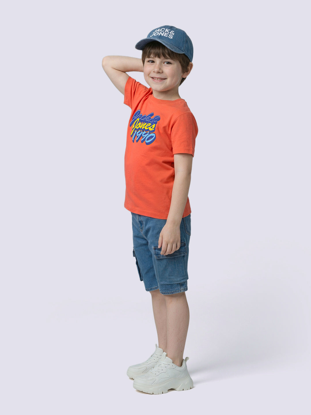 Boys Red Graphic Print Cotton Crew Neck T-Shirt