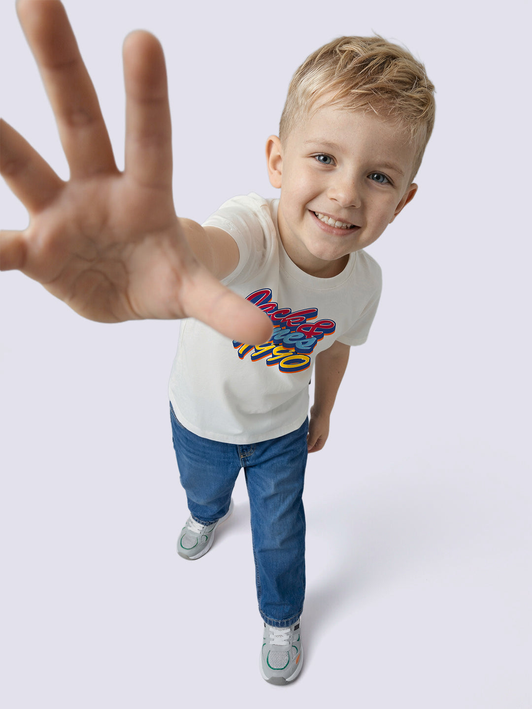 Boys White Graphic Cotton T Shirt