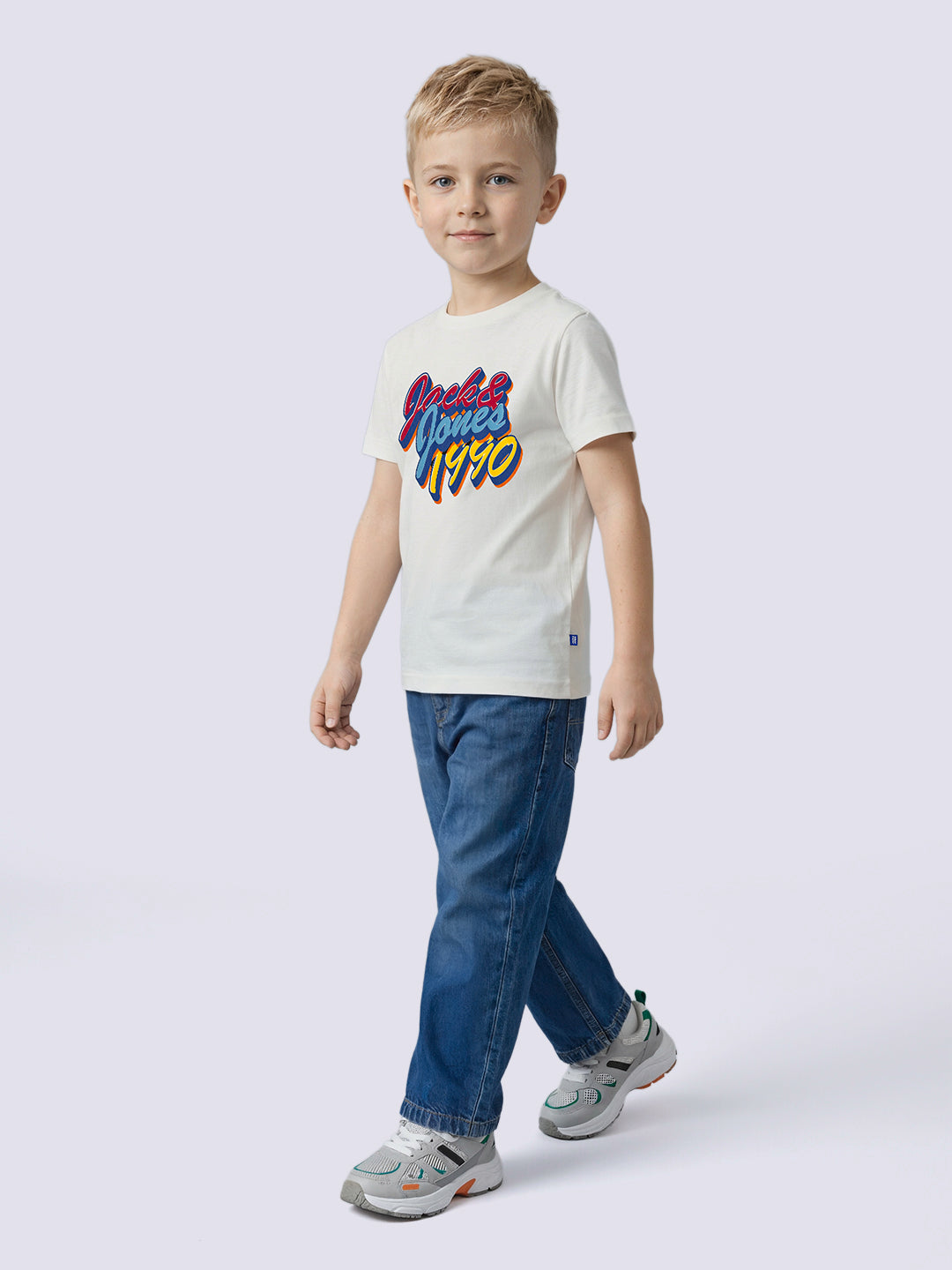 Boys White Graphic Cotton T Shirt