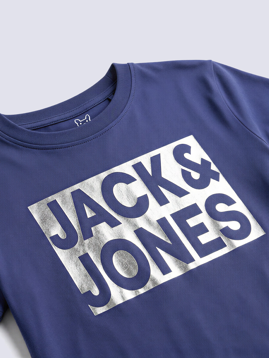 Boys Blue Logo Print Cotton Crew Neck T-Shirt