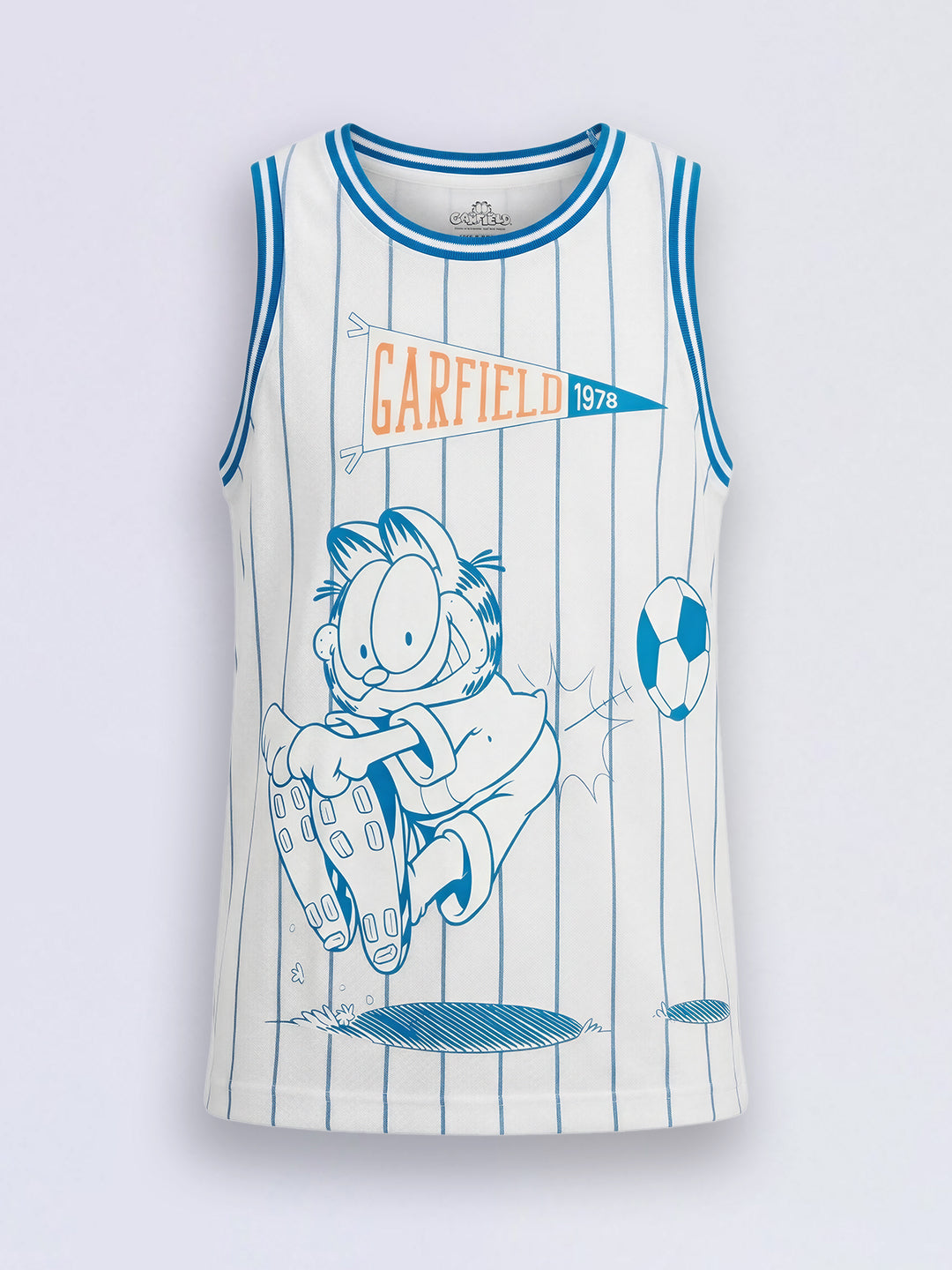 Boys White Striped Sleeveless Cotton T-Shirt