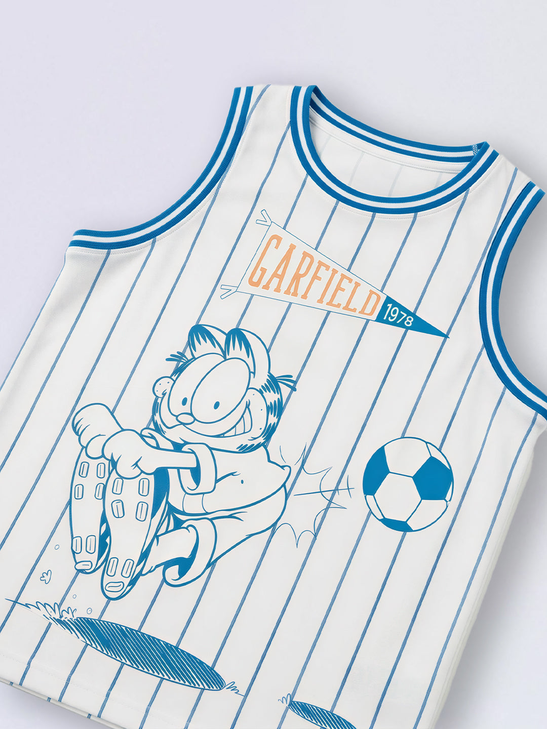 Boys White Striped Sleeveless Cotton T-Shirt