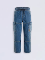 Boys Blue 6 Pocket Regular Fit Cargo Jeans