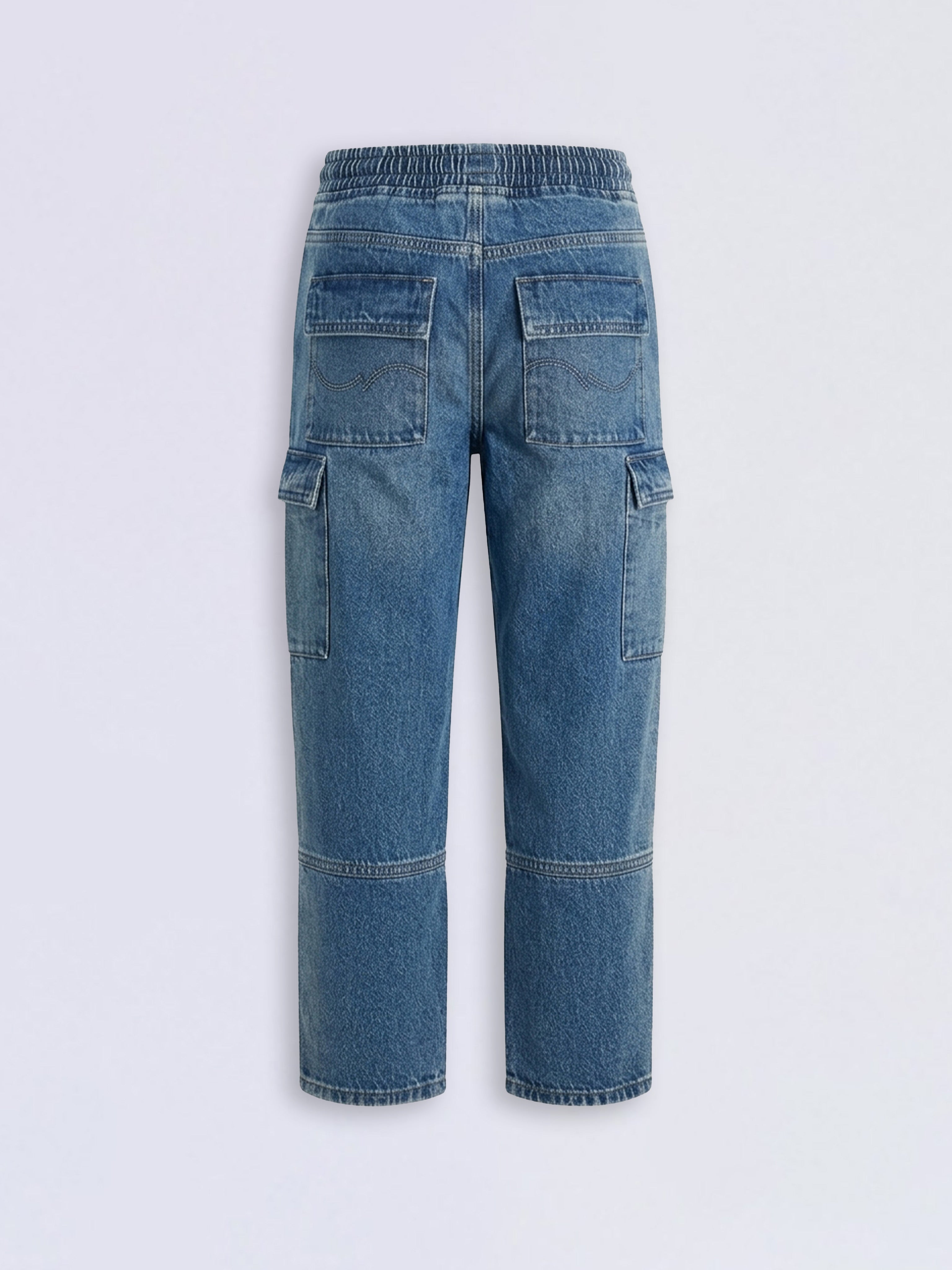 Boys Blue 6 Pocket Regular Fit Cargo Jeans