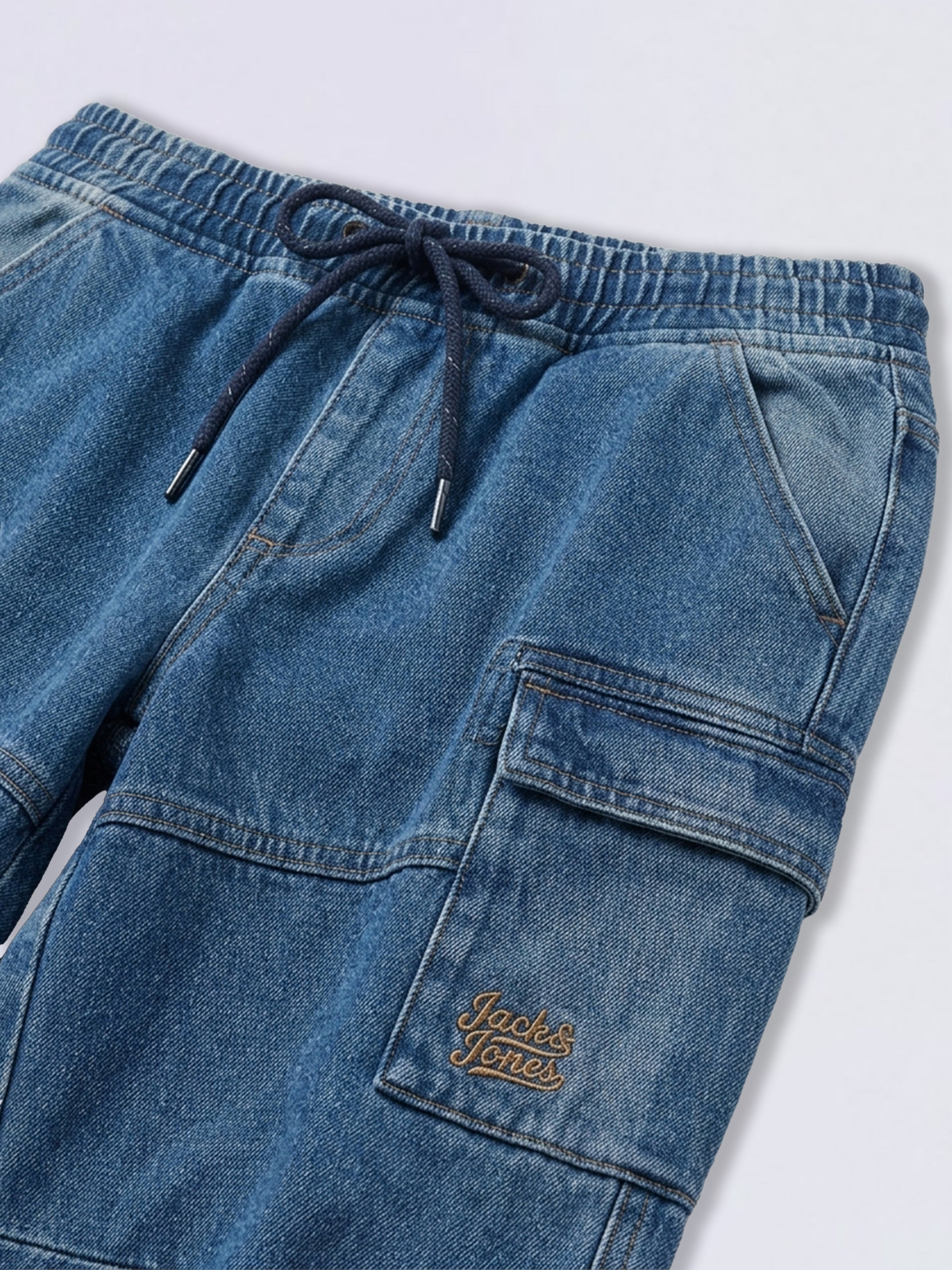 Boys Blue 6 Pocket Regular Fit Cargo Jeans