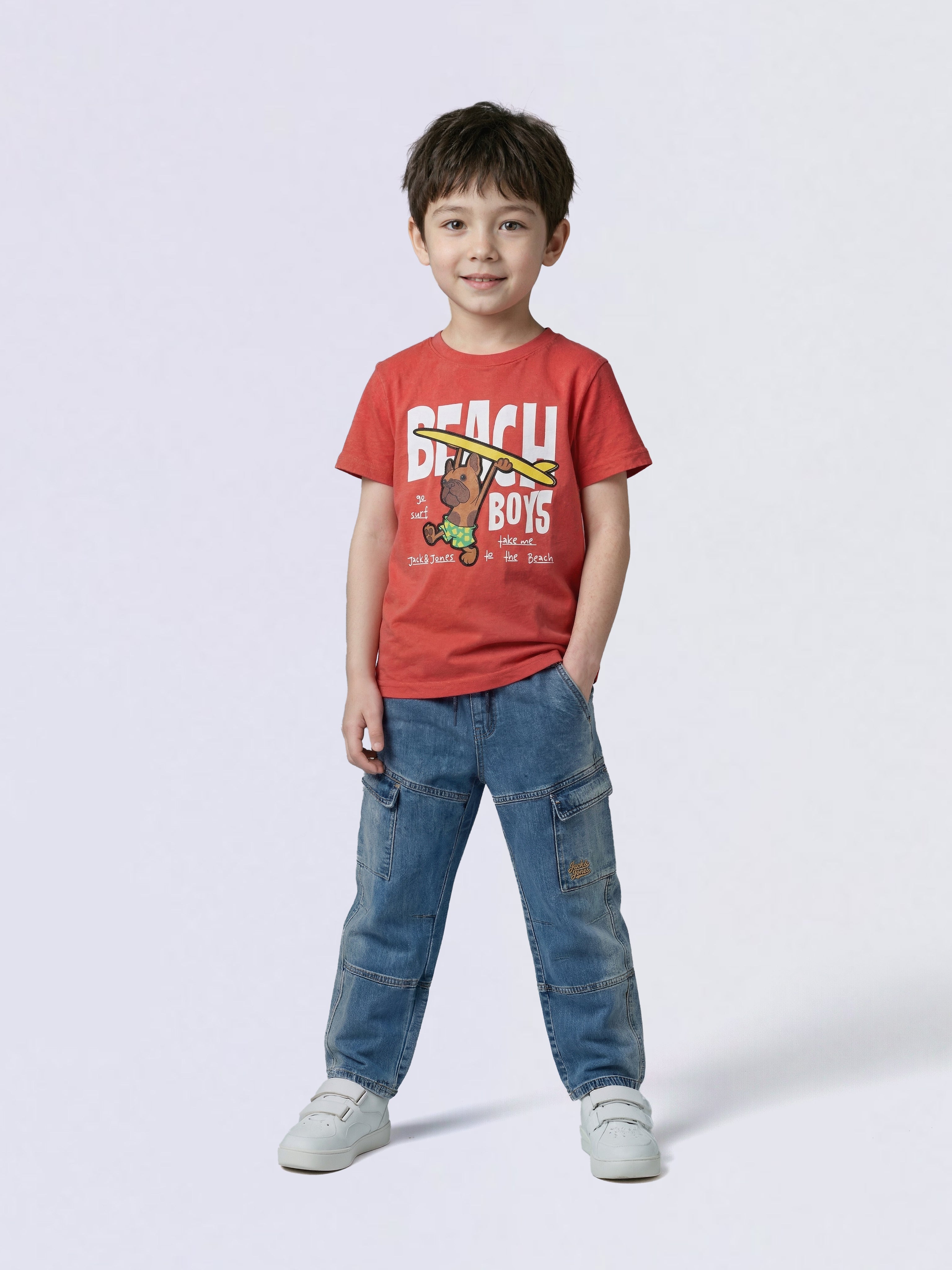 Boys Blue 6 Pocket Regular Fit Cargo Jeans