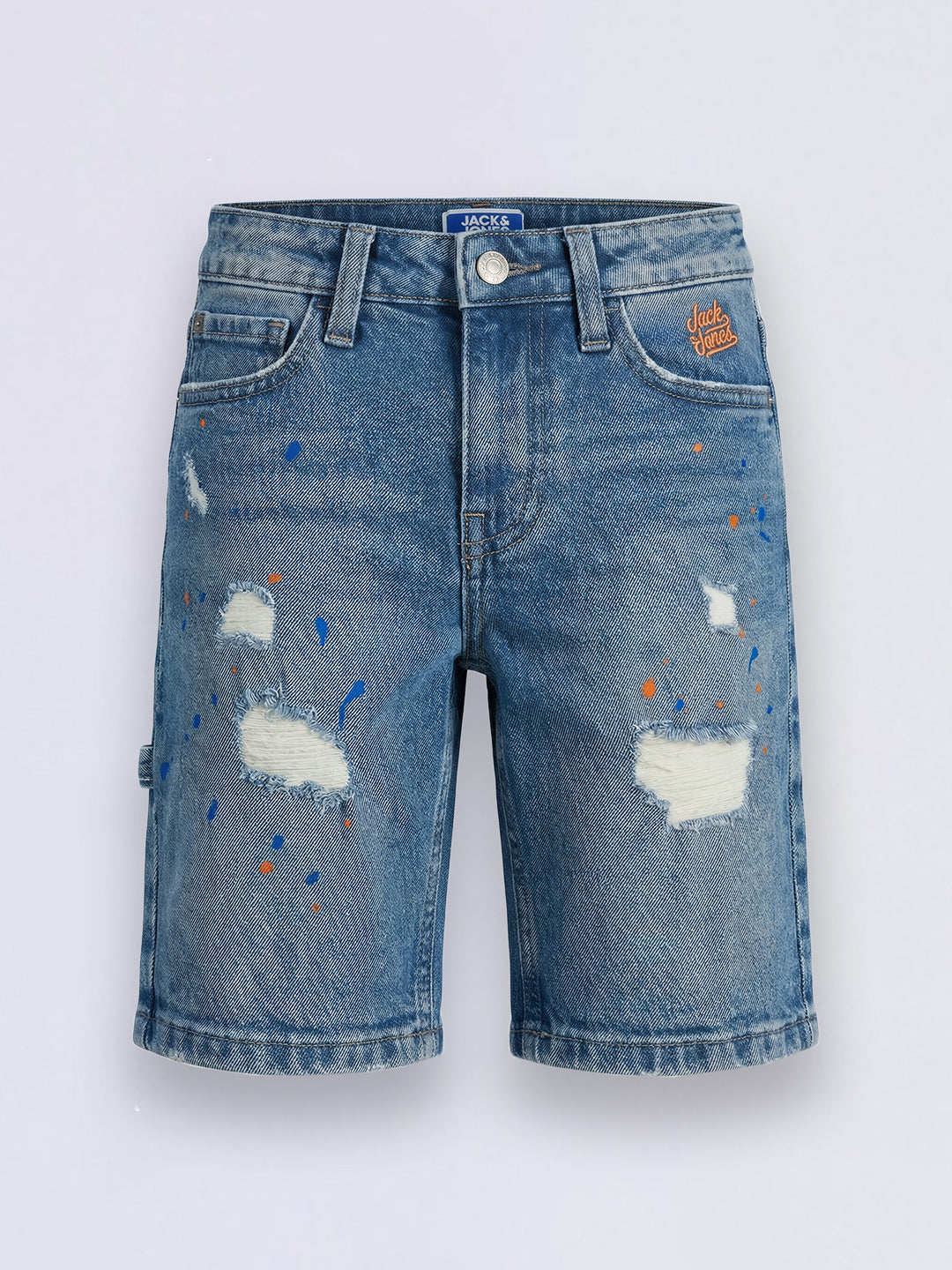 Boys Light Blue Distressed Denim Casual Shorts