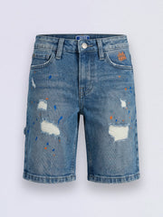 Boys Light Blue Distressed Denim Casual Shorts