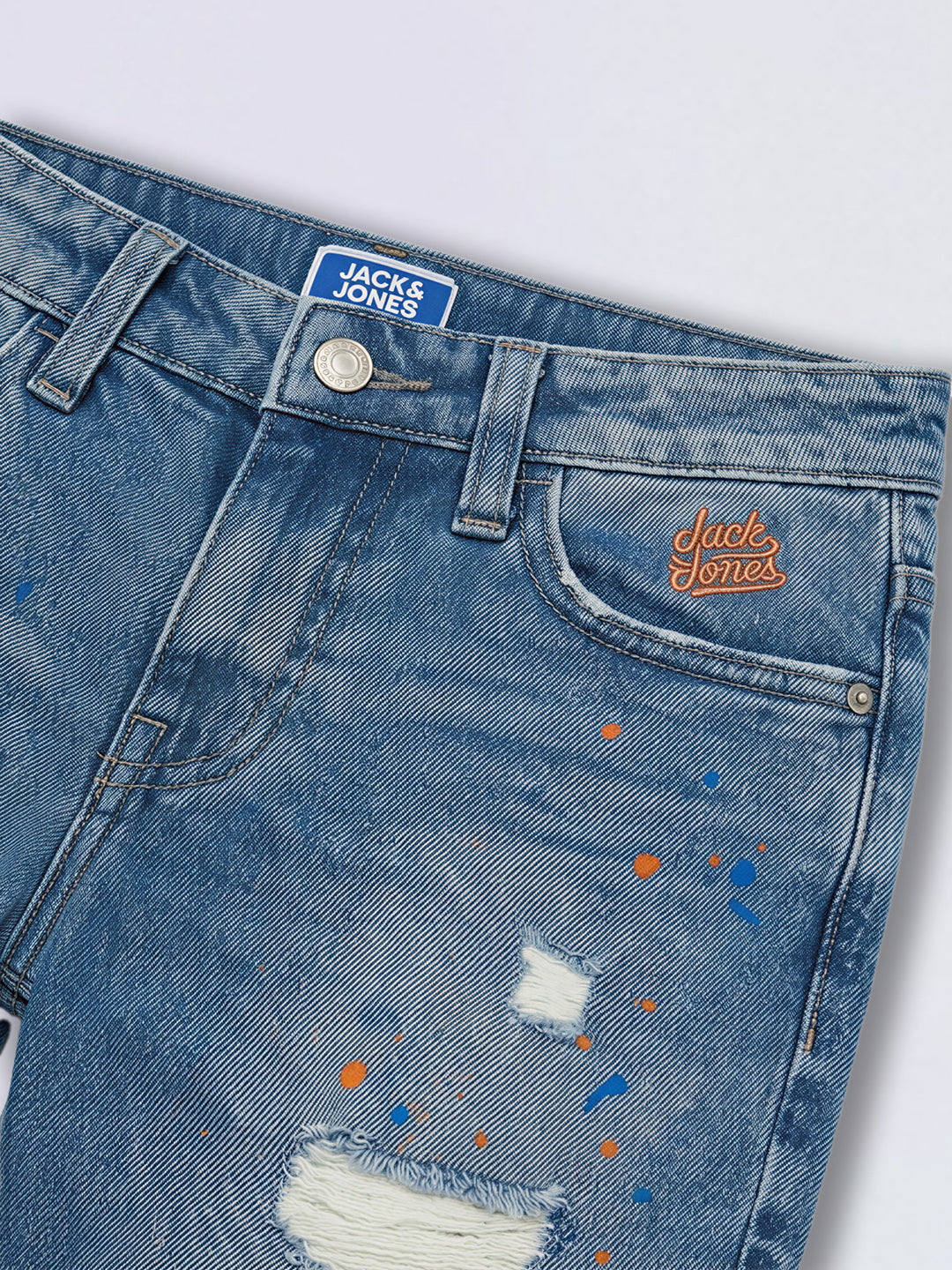 Boys Light Blue Distressed Denim Casual Shorts