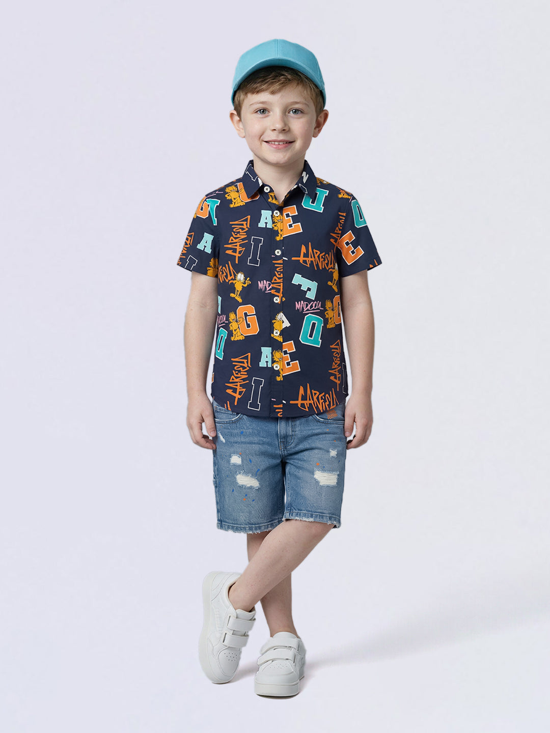 Boys Light Blue Distressed Denim Casual Shorts