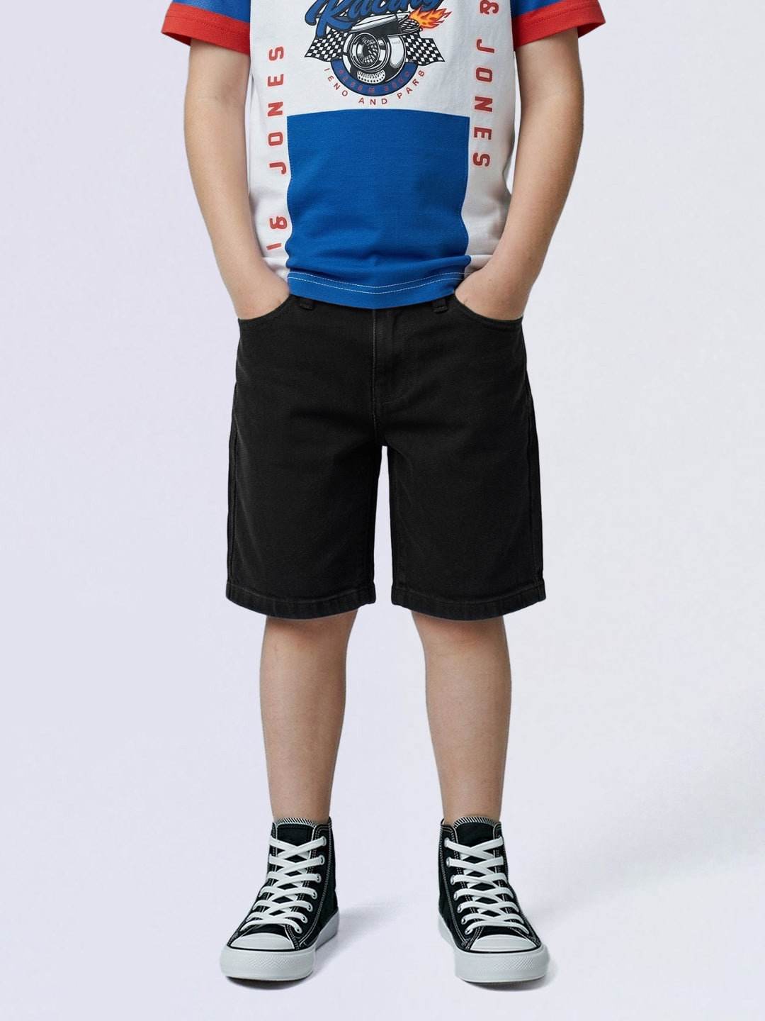 Boys Black 5 Pocket Cotton Denim Shorts