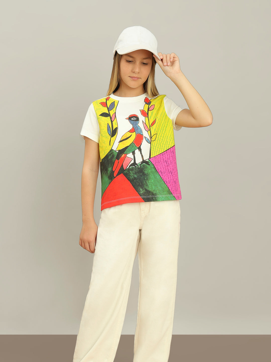 Cloud Dancer Artistic Illustration Cotton T-Shirt for Girls
