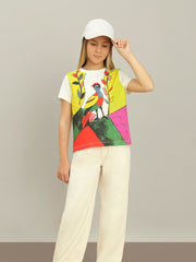Cloud Dancer Artistic Illustration Cotton T-Shirt for Girls