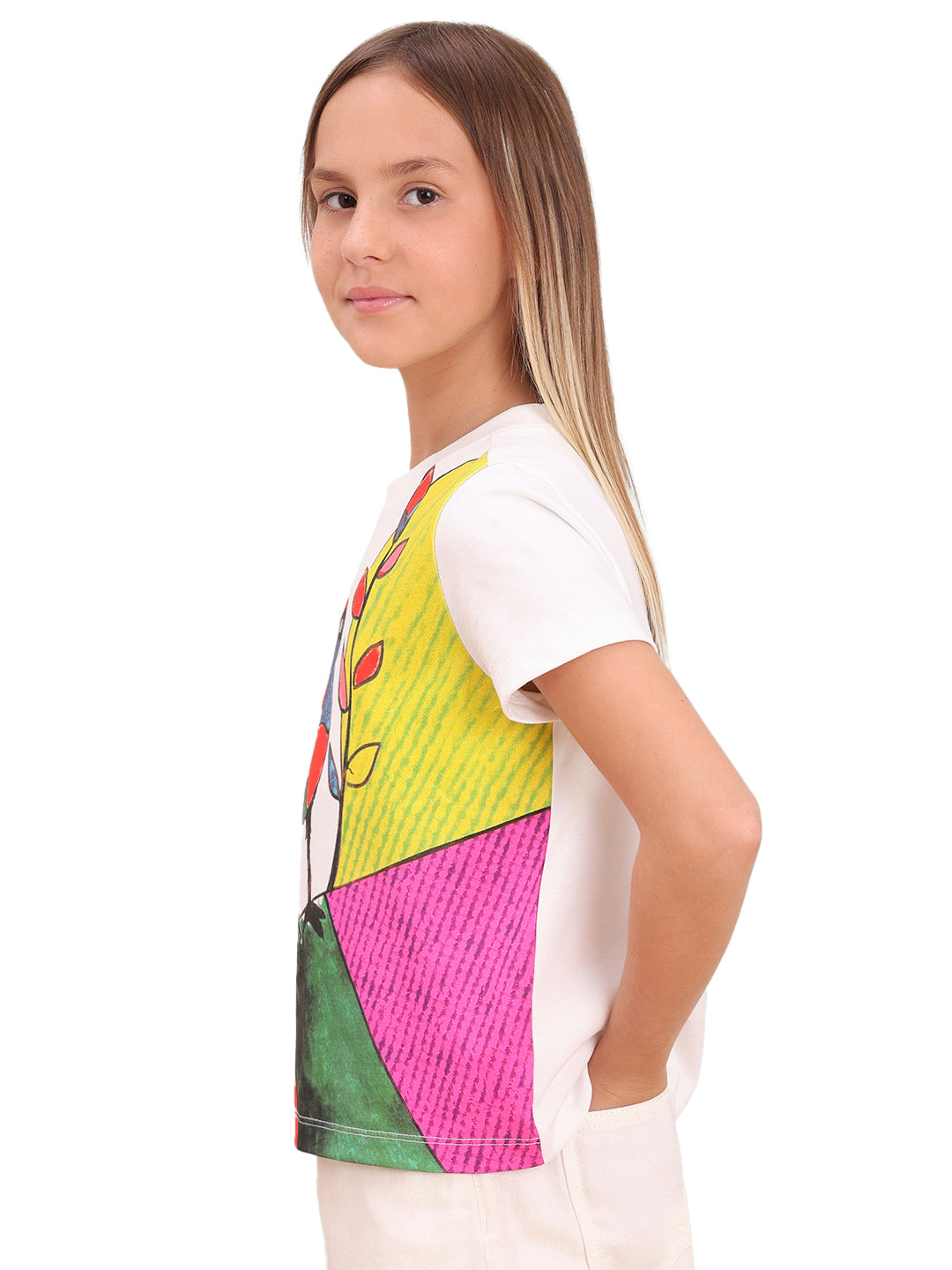 Cloud Dancer Artistic Illustration Cotton T-Shirt for Girls