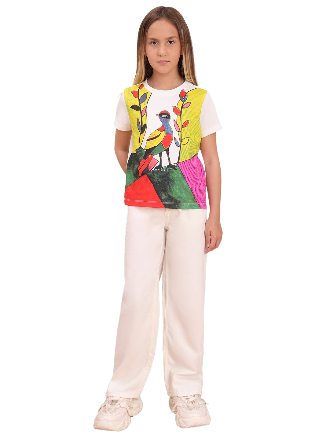 Cloud Dancer Artistic Illustration Cotton T-Shirt for Girls
