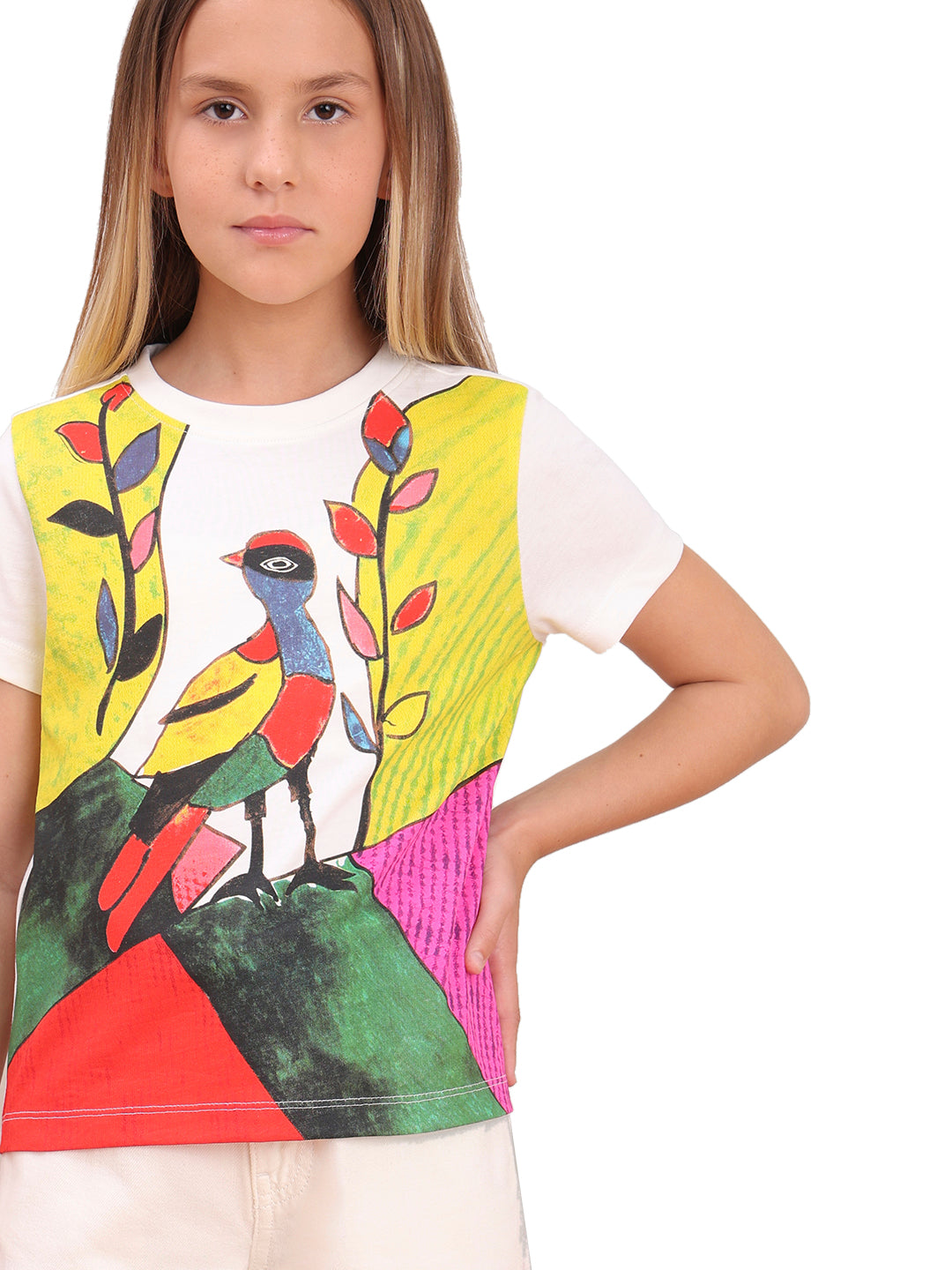 Cloud Dancer Artistic Illustration Cotton T-Shirt for Girls