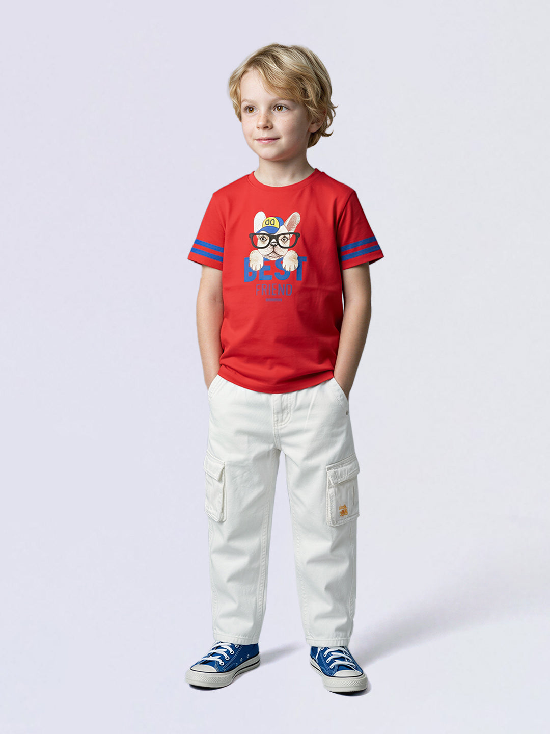 Boys White 6 Pocket Loose Fit Cotton Jeans