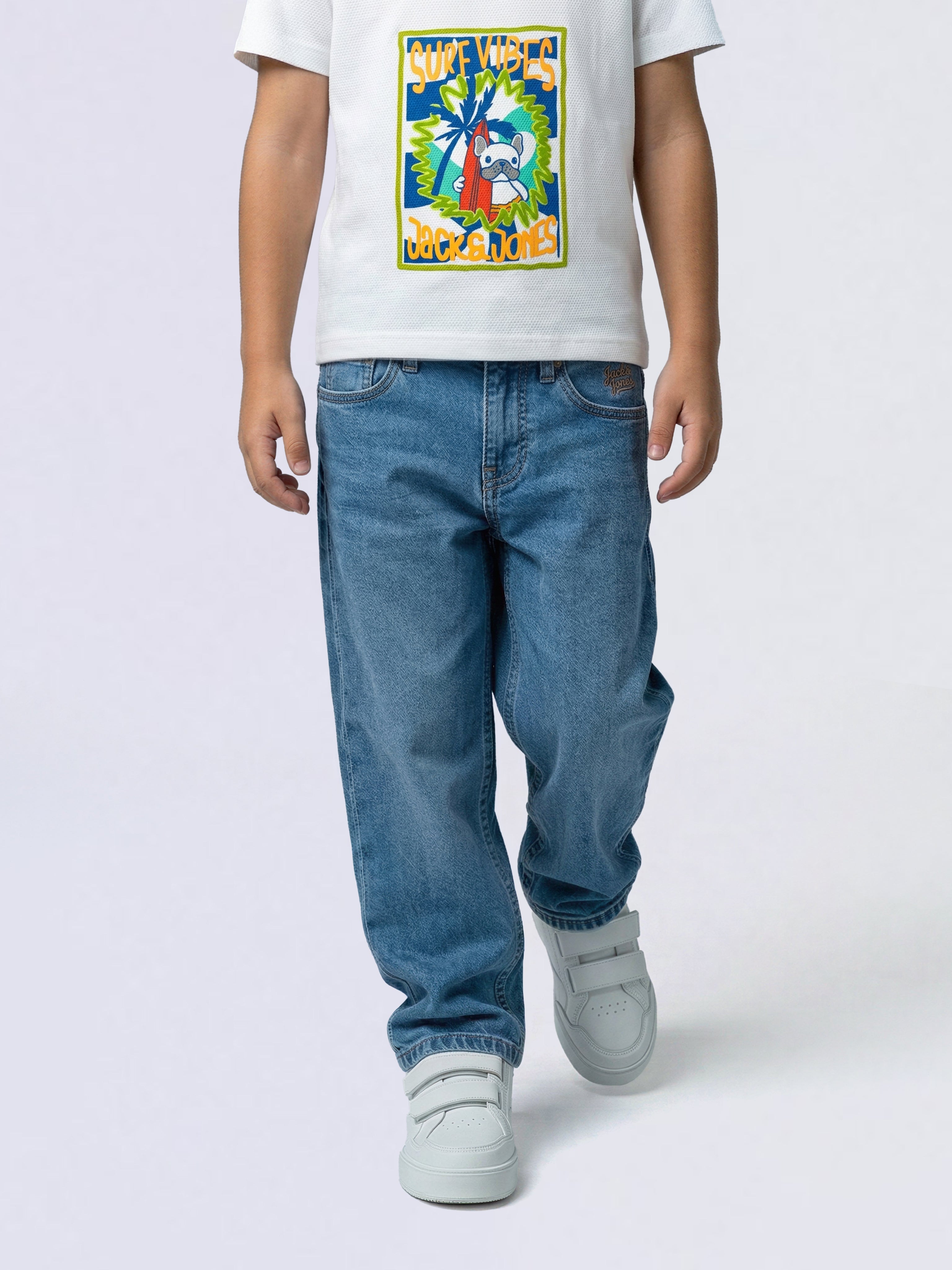 Boys Dark Blue Bootcut 5 Pocket Jeans
