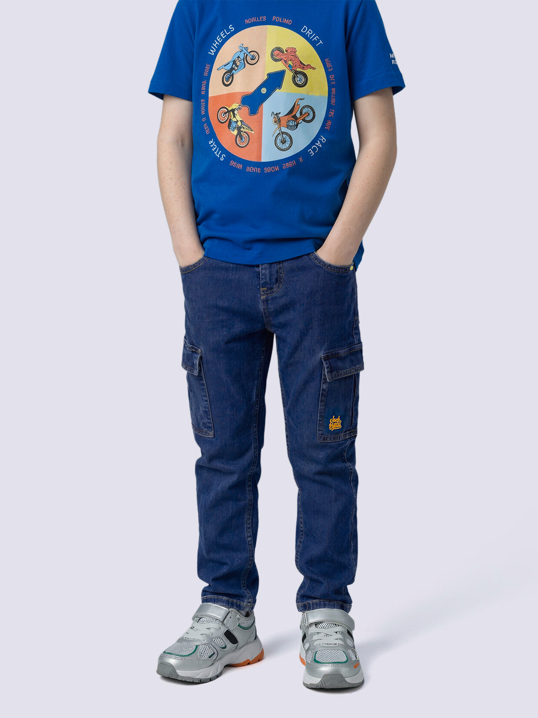Boys Medium Blue 6 Pocket Regular Fit Jeans
