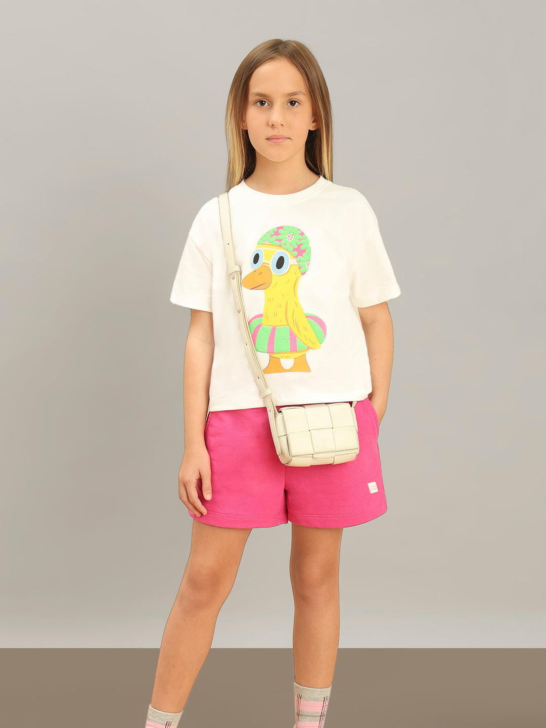 Cloud Dancer Oversized Character Print Cotton T-Shirt for Girls