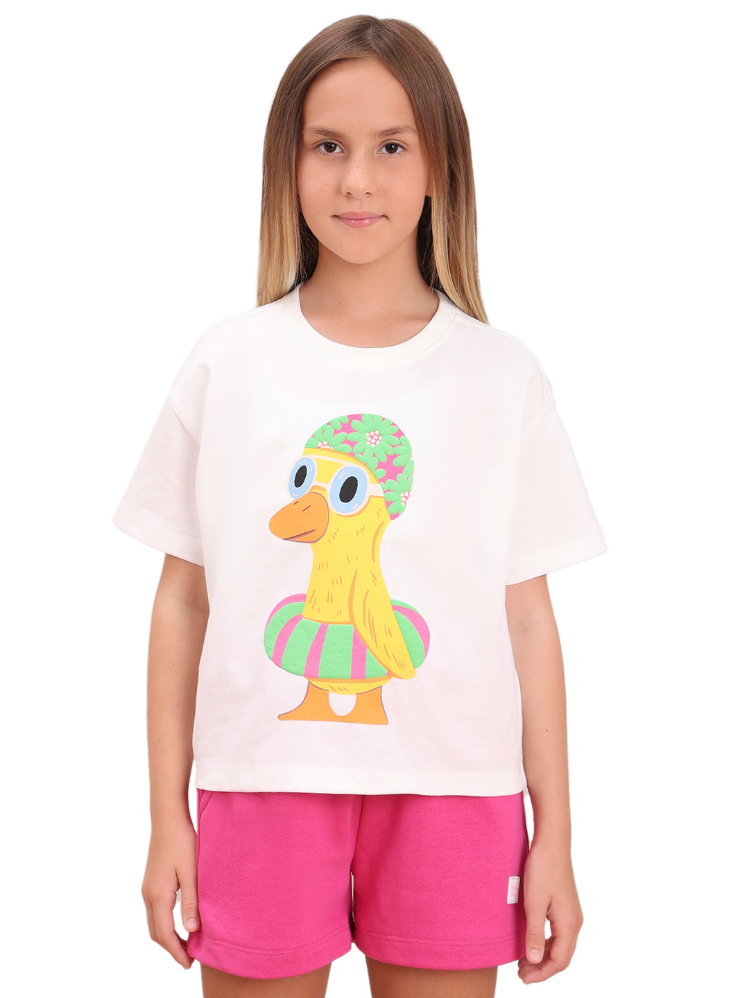 Cloud Dancer Oversized Character Print Cotton T-Shirt for Girls