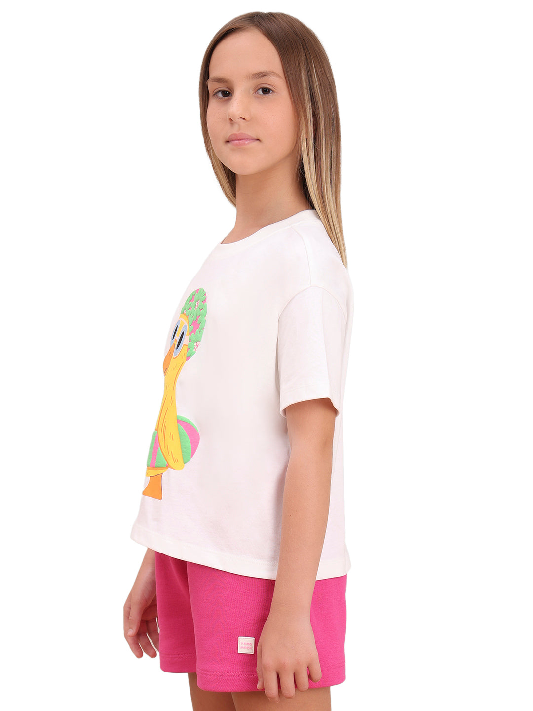 Cloud Dancer Oversized Character Print Cotton T-Shirt for Girls