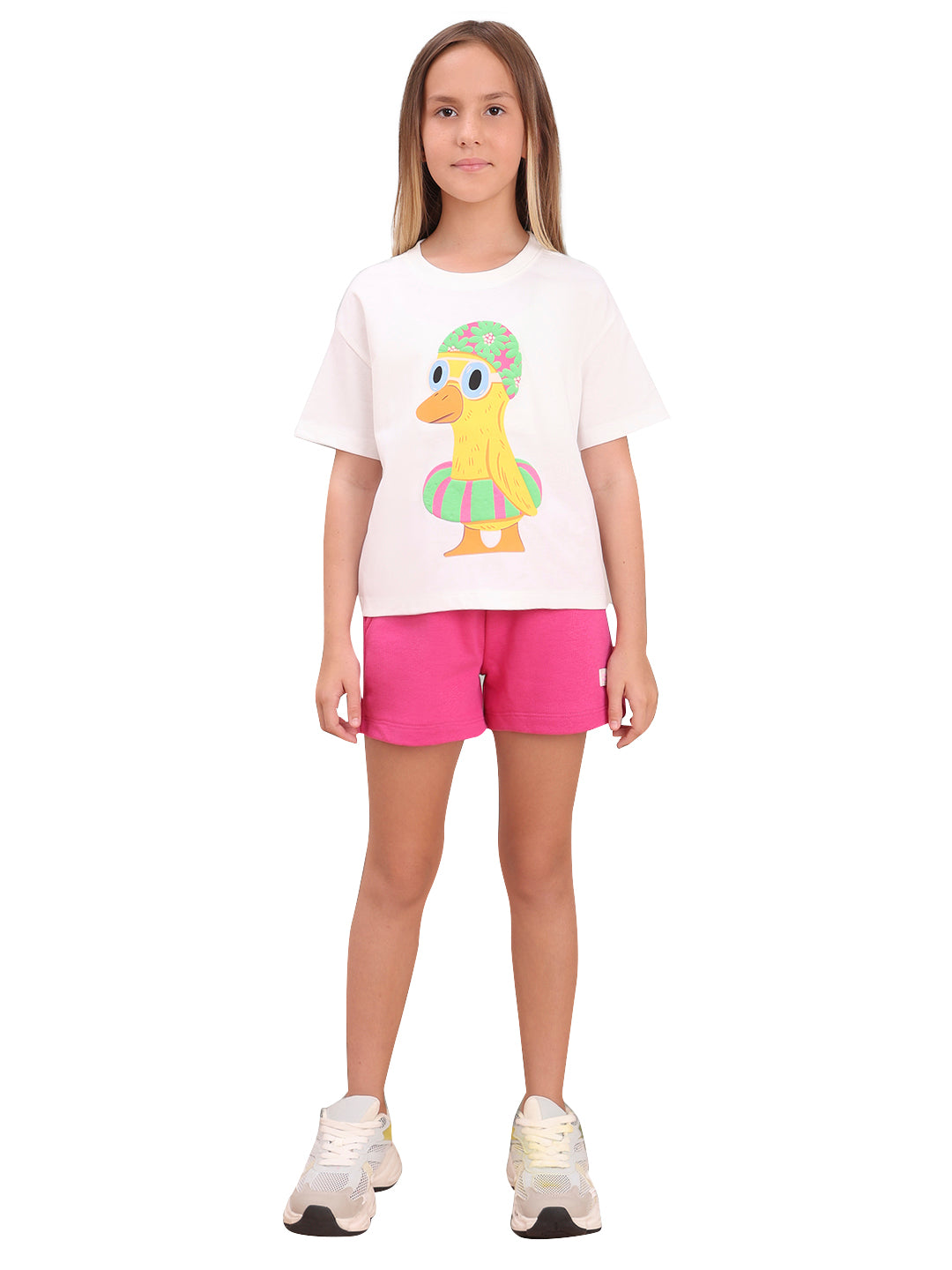 Cloud Dancer Oversized Character Print Cotton T-Shirt for Girls
