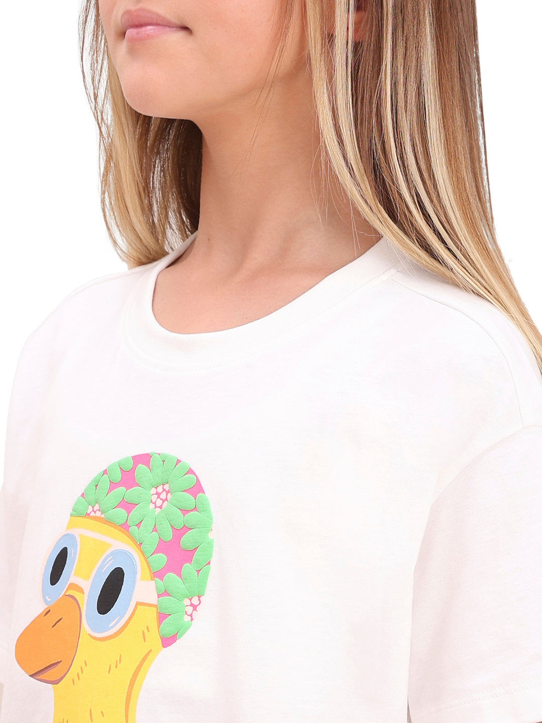 Cloud Dancer Oversized Character Print Cotton T-Shirt for Girls