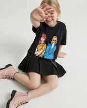 Girls Jet Black Roomy Fit Casual T-Shirt