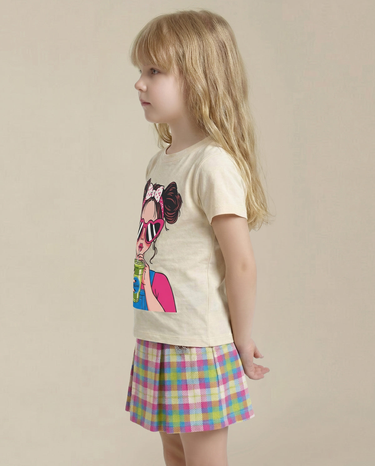 Girls Beige True Fit Casual T-Shirt