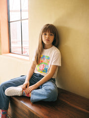 Girls Turtle White Printed Regular Fit T-Shirt