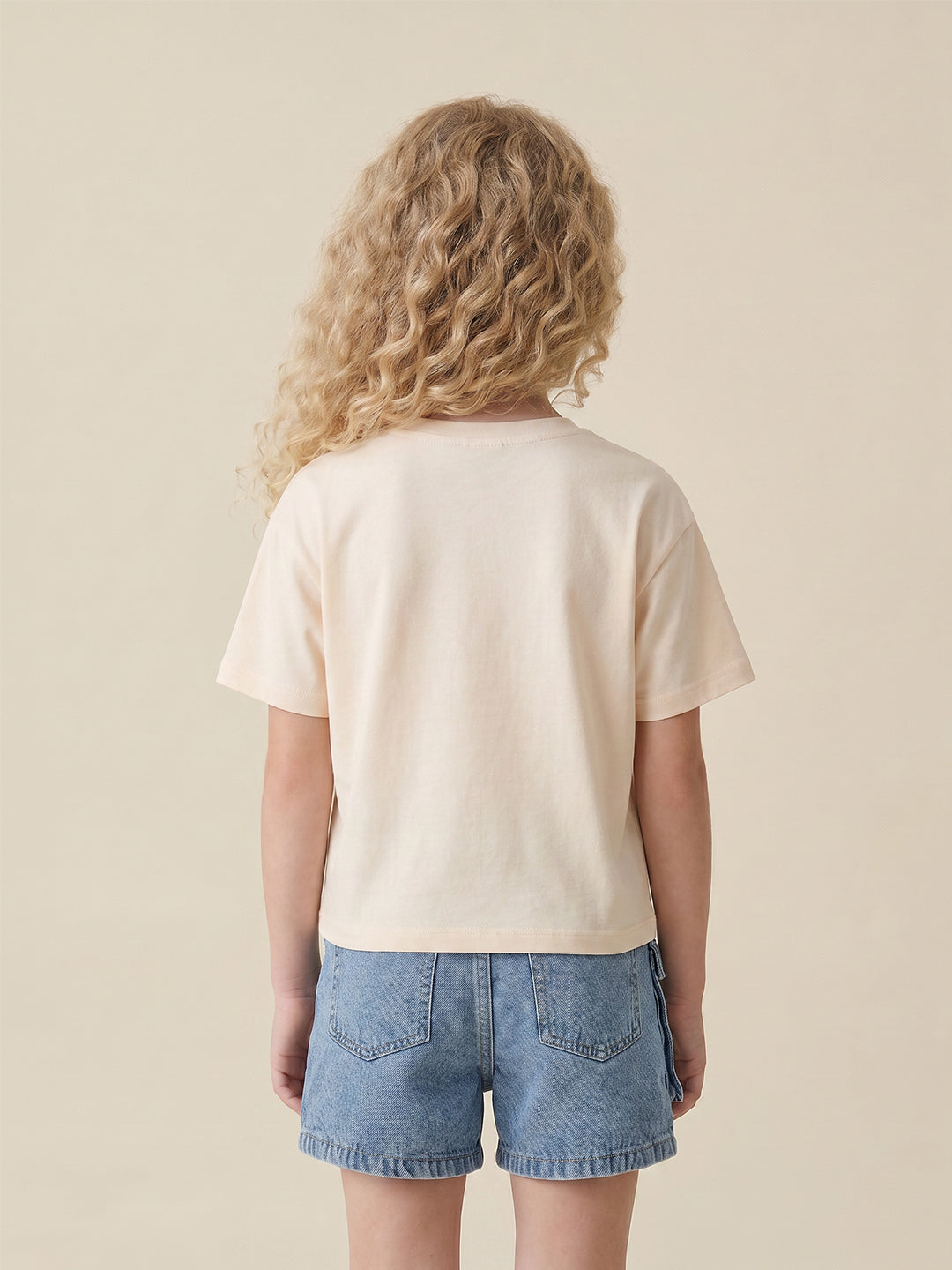 Girls Ecru Minibox Casual T-Shirt